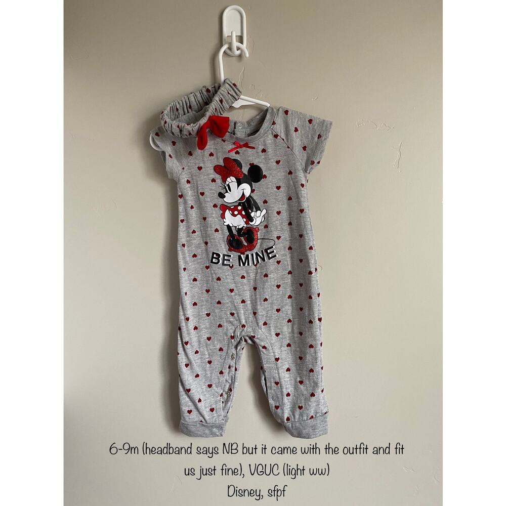 Disney Minnie Mouse Valentine's Day Jumpsuit with Bow Size 6-9m